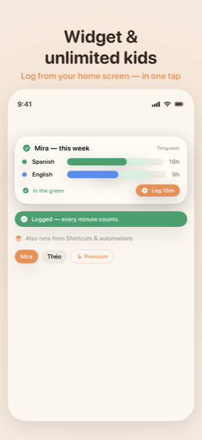 Home-screen widget and unlimited children